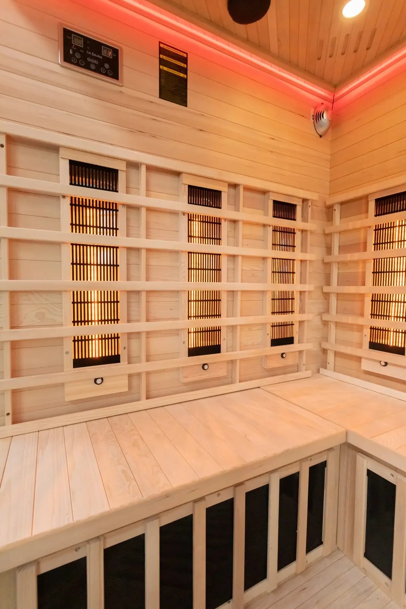 Miracle Sauna - 4 Person Corner Far Infrared Sauna lights