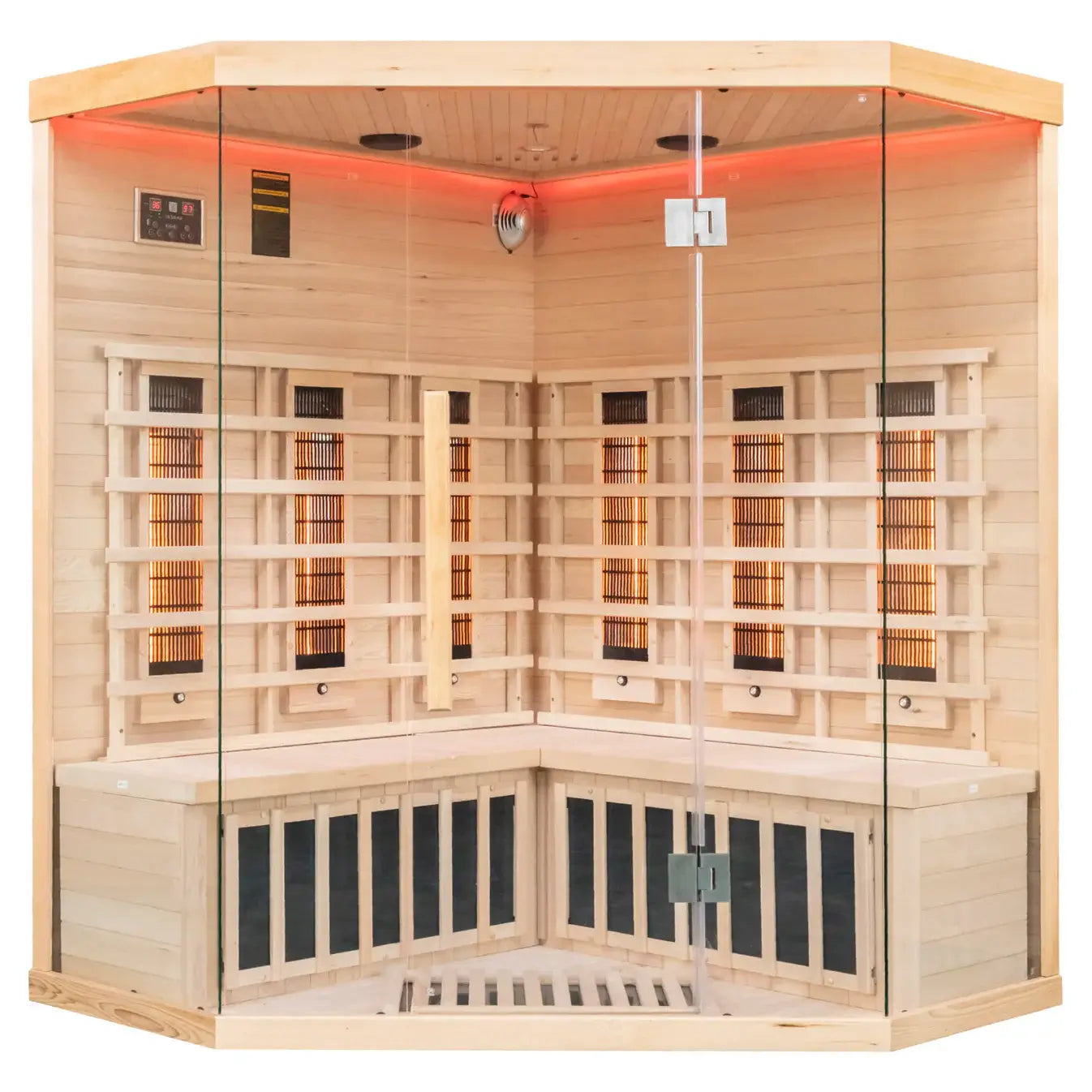 Miracle Sauna - 4 Person Corner Far Infrared Sauna doors glass
