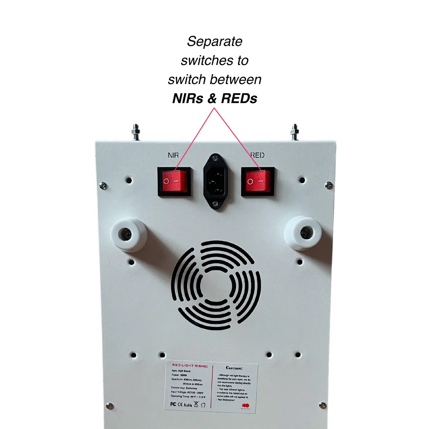The Full Stack 3.0 Red Light Therapy Panel switches