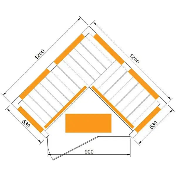 CenturaHeat 2-3 Person Diamond Corner Sauna DIMENSIONS SIZE