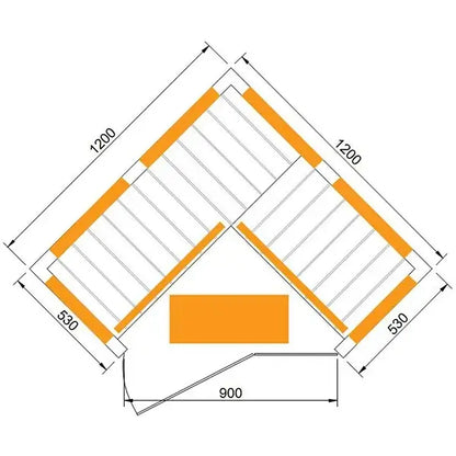 CenturaHeat 2-3 Person Diamond Corner Sauna DIMENSIONS SIZE