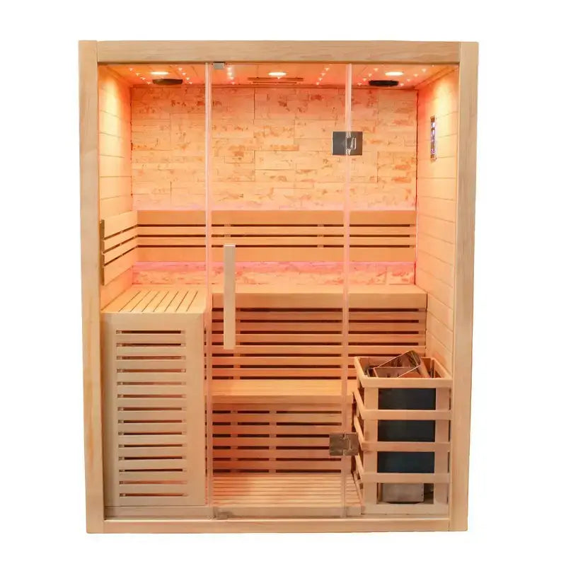 Luxury Steam Traditional Indoor Sauna with Glass Door red light