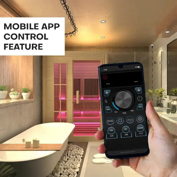 Luxury Steam Traditional Indoor Sauna with Glass Door mobile app control feature